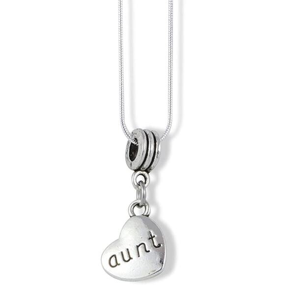 Dave The Bunny Jewelry - Aunt on a Heart Charm Snake Chain Necklace